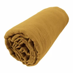 Drap housse gaze de coton (140 x 200 cm) Gaïa Jaune safran