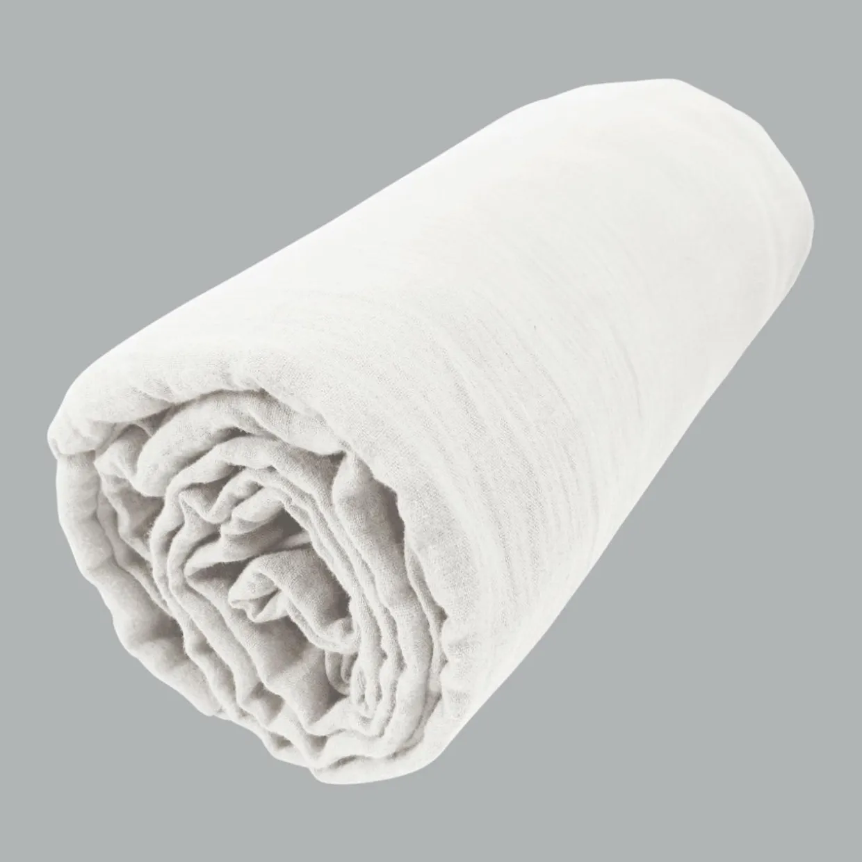 Drap housse gaze de coton (90 x 190 cm) Gaïa Blanc chantilly