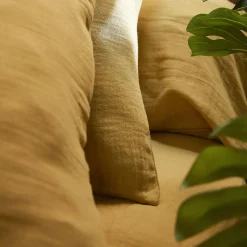 Drap housse gaze de coton (160 x 200 cm) Gaïa Jaune safran
