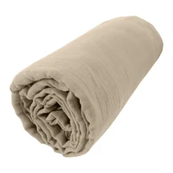 Drap housse gaze de coton (200 x 200 cm) Gaïa Ficelle