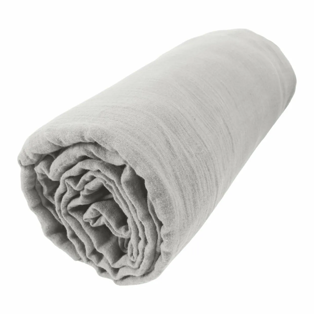 Drap housse gaze de coton (90 x 190 cm) Gaïa Gris nuage