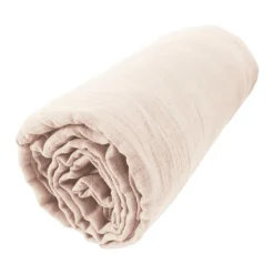 Drap housse gaze de coton (160 x 200 cm) Gaïa Rose poudré