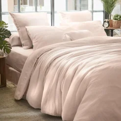 Drap housse gaze de coton (140 x 200 cm) Gaïa Rose poudré