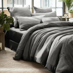 Drap housse gaze de coton (140 x 200 cm) Gaïa Gris granit