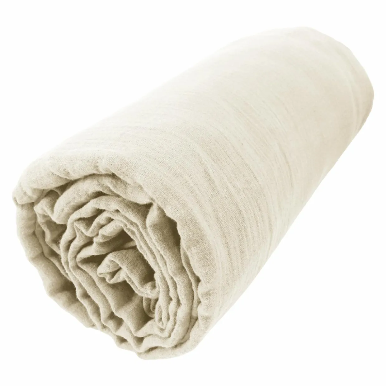 Drap housse gaze de coton (90 x 200 cm) Gaïa Beige pampa