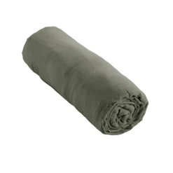 Drap housse gaze de coton (180 x 200 cm) Gaïa Vert romarin