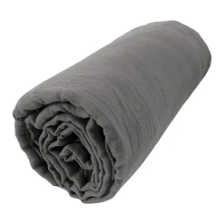 Drap housse gaze de coton (140 x 190 cm) Gaïa Gris granit