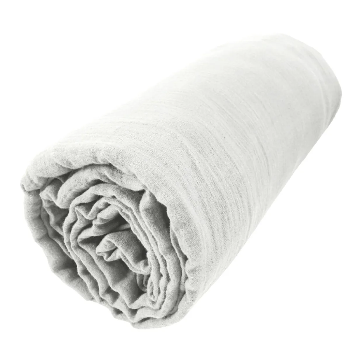 Drap housse gaze de coton (160 x 200 cm) Gaïa Gris nuage