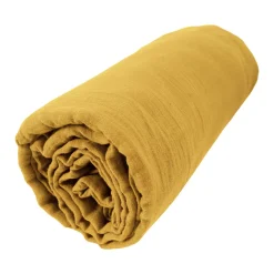 Drap housse gaze de coton (140 x 190 cm) Gaïa Jaune safran