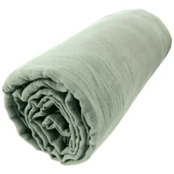 Drap housse gaze de coton (140 x 190 cm) Gaïa Vert eucalyptus