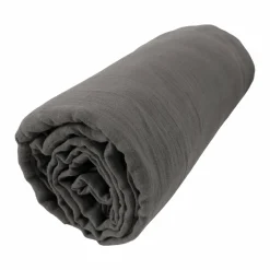 Drap housse gaze de coton (90 x 200 cm) Gaïa Gris granit