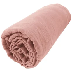 Drap housse gaze de coton (90 x 190 cm) Gaïa Rose pêche