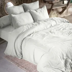Drap housse gaze de coton (140 x 190 cm) Gaïa Gris nuage