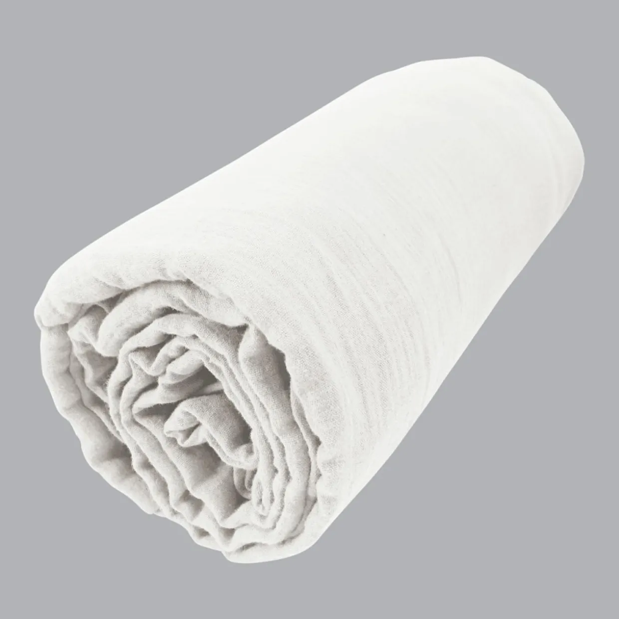 Drap housse gaze de coton (180 x 200 cm) Gaïa Blanc chantilly