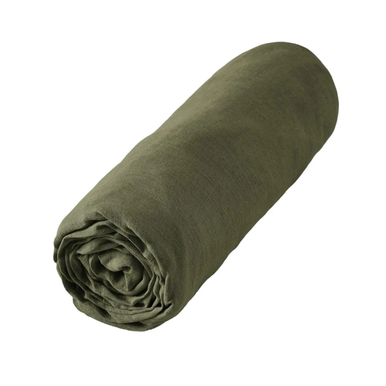 Drap housse lin lavé (160 x 200 cm) Louise Vert romarin