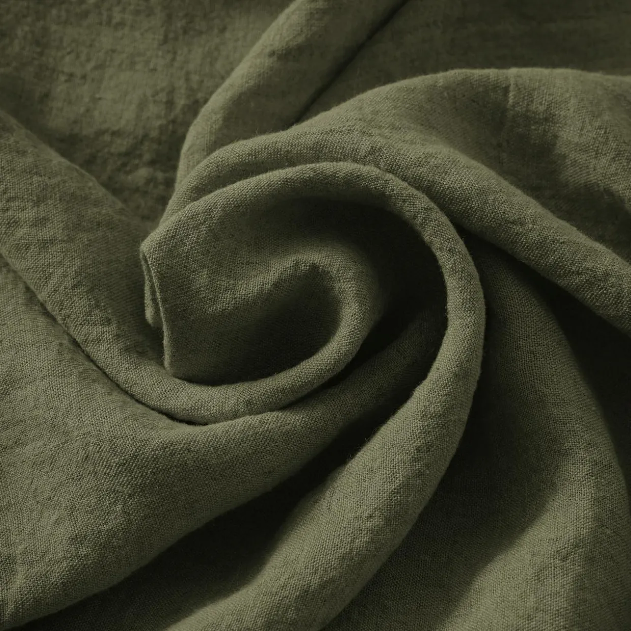 Drap housse lin lavé (180 x 200 cm) Louise Vert romarin