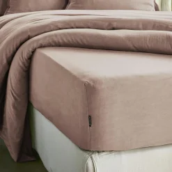Drap housse lyocell Tencel™ lavé (140 x 190 cm) Olivia Rose blush