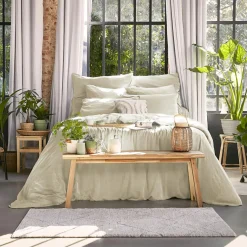 Drap housse lyocell Tencel™ lavé (140 x 200 cm) Olivia Beige pampa