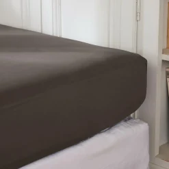 Drap housse percale de coton (90 x 200 cm) Cali Gris anthracite