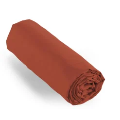 Drap housse percale de coton (180 x 200 cm) Cali Terracotta