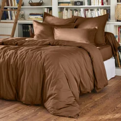 Drap housse percale de coton (140 x 200 cm) Cali Marron chocolat