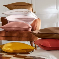 Drap housse percale de coton (180 x 200 cm) Cali Rose pêche