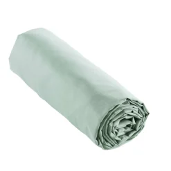 Drap housse percale de coton (140 x 200 cm) Cali Vert eucalyptus