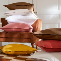 Drap housse percale de coton (200 x 200 cm) Cali Marron chocolat