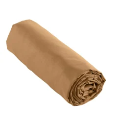 Drap housse percale de coton (90 x 200 cm) Cali Camel