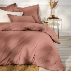 Drap housse percale de coton (90 x 200 cm) Cali Bois de rose