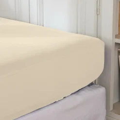 Drap housse percale de coton (200 x 200 cm) Cali Beige