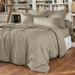 Drap housse percale de coton (140 x 190 cm) Cali Taupe
