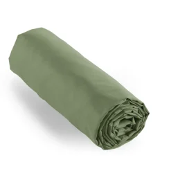 Drap housse percale de coton (140 x 200 cm) Cali Vert romarin