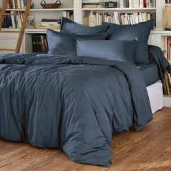 Drap housse percale de coton (90 x 190 cm) Cali Bleu marine