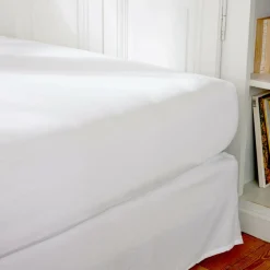 Drap housse percale de coton (160 x 200 cm) Cali Blanc