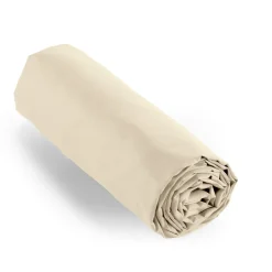 Drap housse percale de coton (90 x 200 cm) Cali Beige