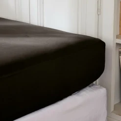 Drap housse percale de coton (160 x 200 cm) Cali Noir