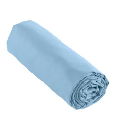Drap housse percale de coton (160 x 200 cm) Cali Bleu ciel