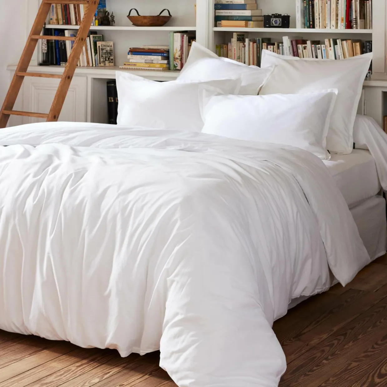 Drap housse percale de coton (140 x 190 cm) Cali Blanc
