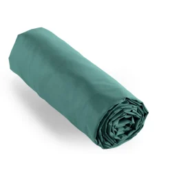 Drap housse percale de coton (180 x 200 cm) Cali Bleu canard