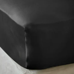 Drap housse satin de bambou (200 x 200 cm) Sienna Noir