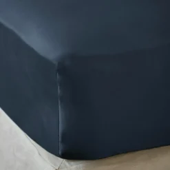 Drap housse satin de bambou (90 x 190 cm) Sienna Bleu nuit