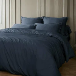 Drap housse satin de bambou (90 x 200 cm) Sienna Bleu nuit