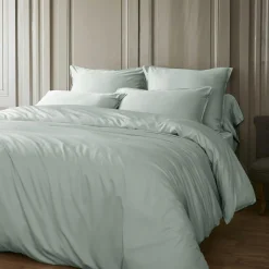 Drap housse satin de bambou (140 x 200 cm) Sienna Vert eucalyptus