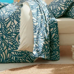 Drap plat coton lavé (240 x 310 cm) Serena Bleu