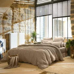 Drap plat gaze de coton (270 x 300 cm) Gaïa Ficelle