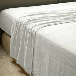 Drap plat gaze de coton (240 x 300 cm) Gaïa Gris nuage