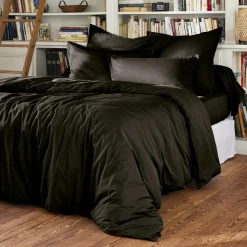 Drap plat percale de coton (270 x 300 cm) Cali Noir