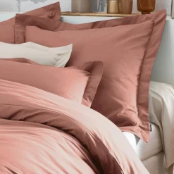 Drap plat percale de coton (180 x 290 cm) Cali Bois de rose
