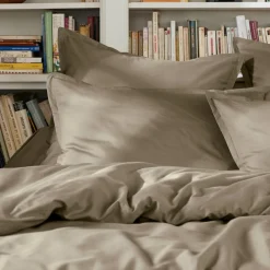 Drap plat percale de coton (180 x 290 cm) Cali Taupe